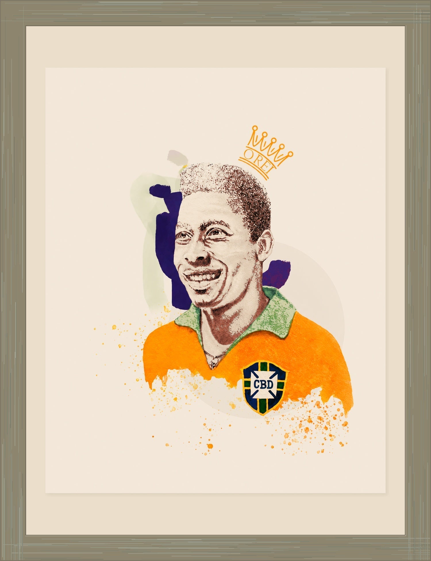 Pelé football artwork from the Legends of the Pitch collection by Collin Henry