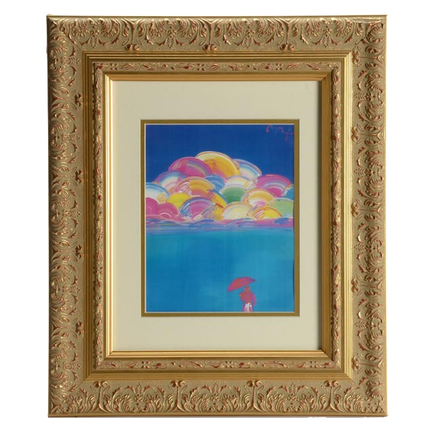 Umbrella Man with Rainbow Sky by Peter Max