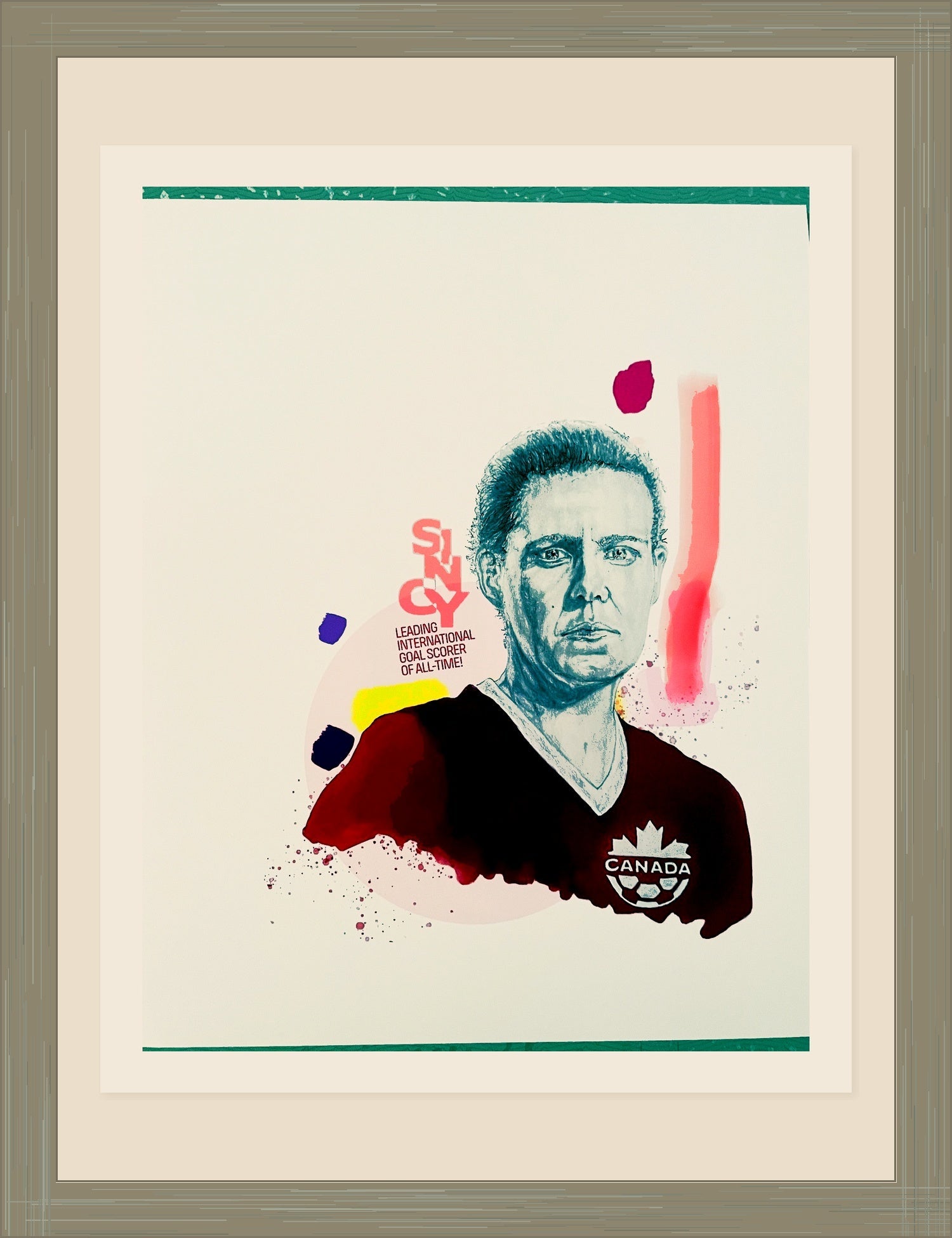 Legends of the Pitch Christine Sinclair limited edition print with red enhanced white border