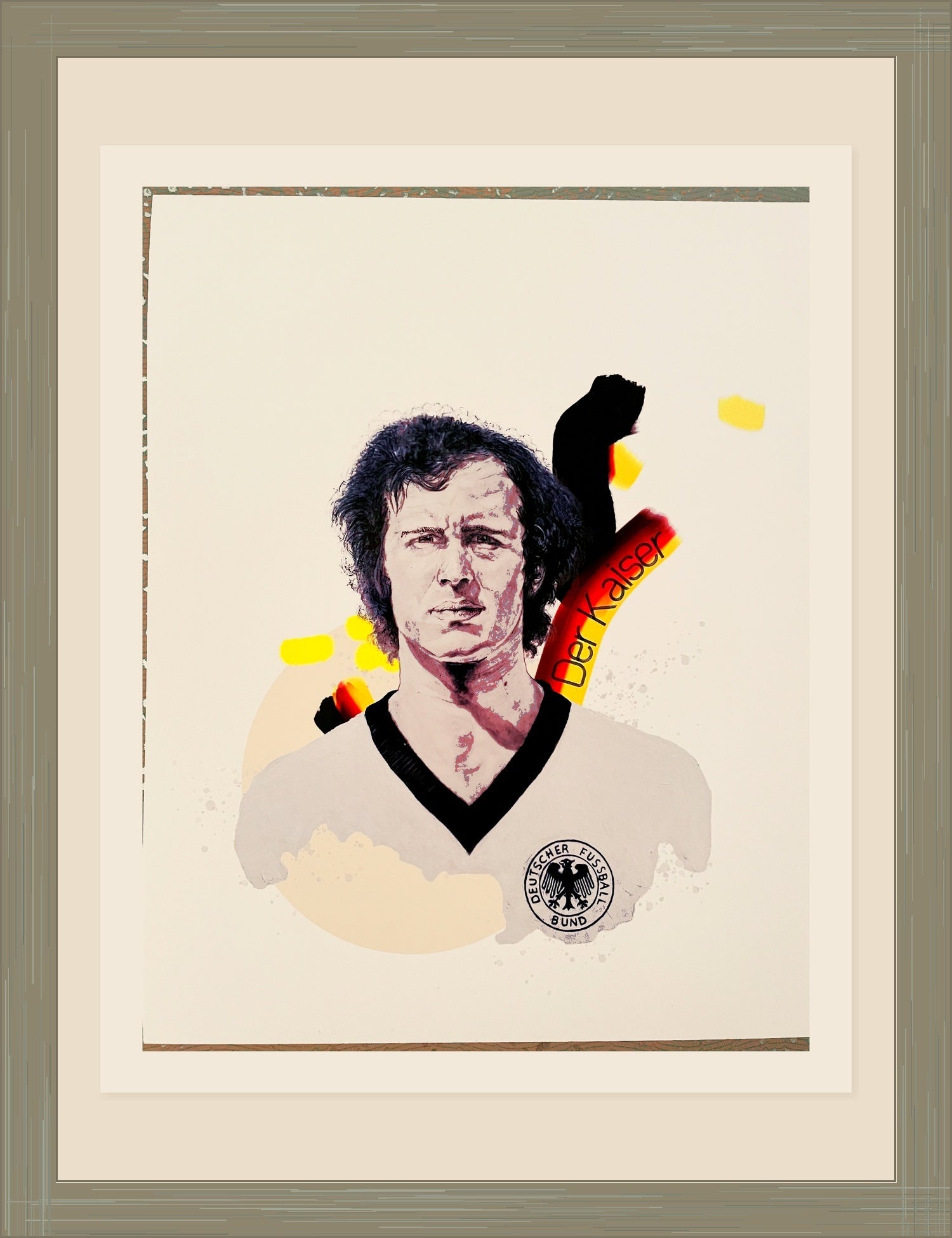 Legends of the Pitch Franz Beckenbauer limited edition print with red enhanced white border