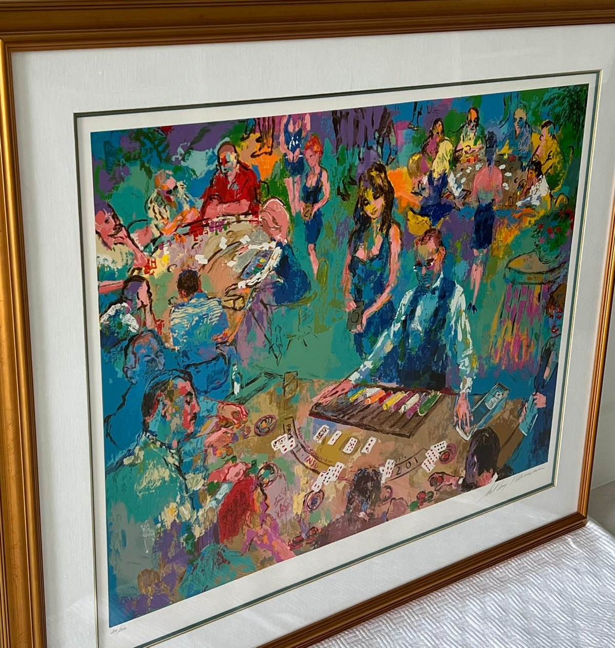 High Stakes Blackjack by LeRoy Neiman, Alma Palian's framed serigraph