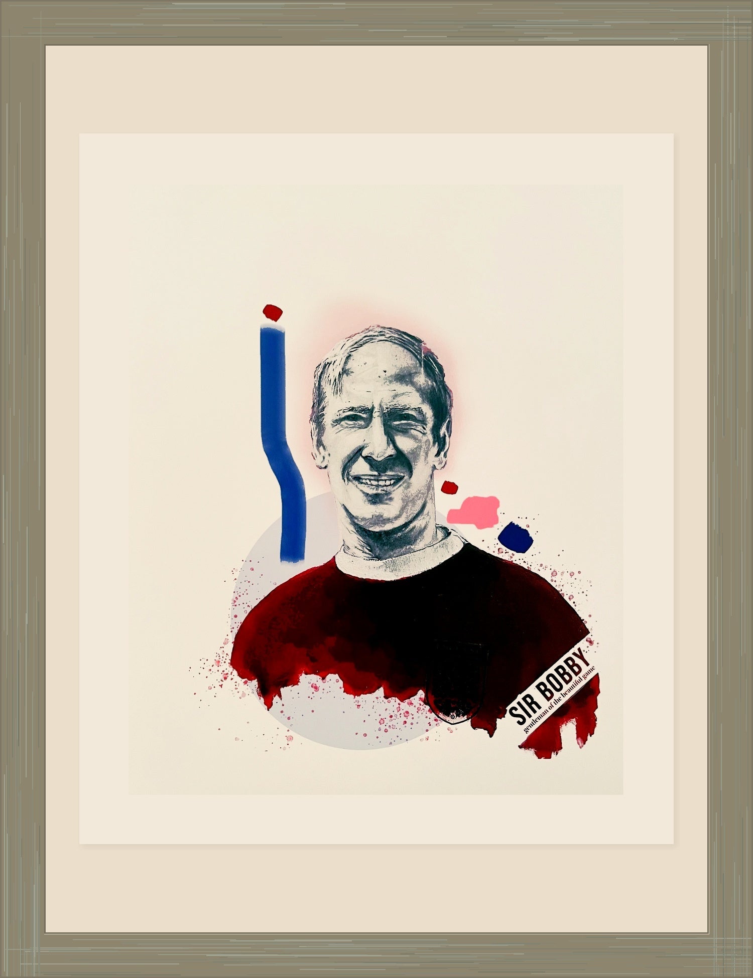 Legends of the Pitch Sir Bobby Charlton limited edition print with red enhanced white border