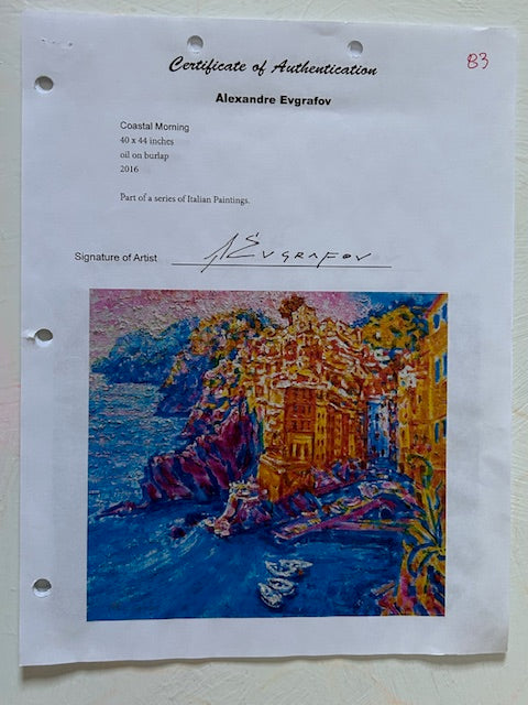 Certificate of Authenticity for Coastal Morning Ref 18 by Alexandre Evgrafov