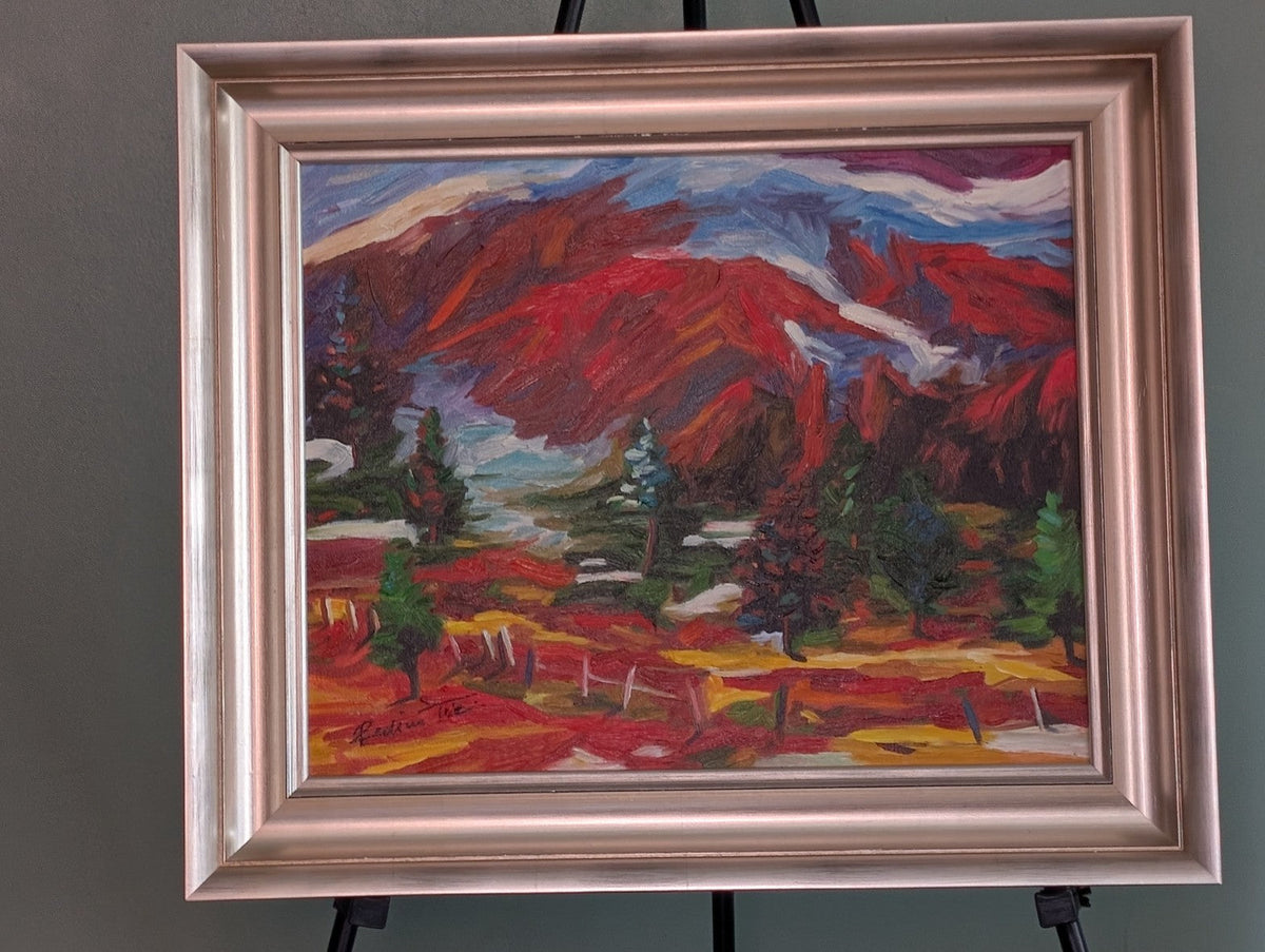 Redscape by Redina Tili, original framed oil painting from Michael Eskow collection