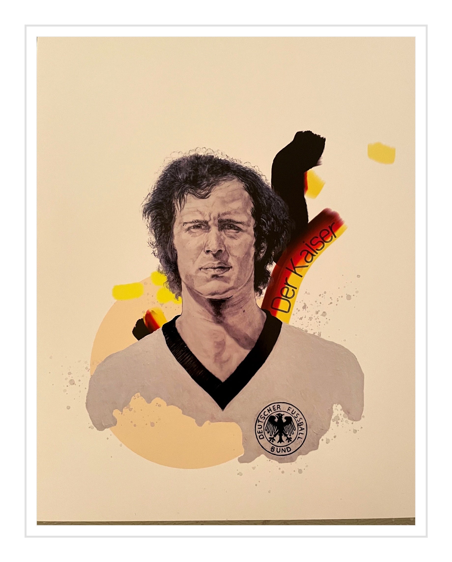 Legends of the Pitch Franz Beckenbauer limited edition print by Son of Henry with white frame