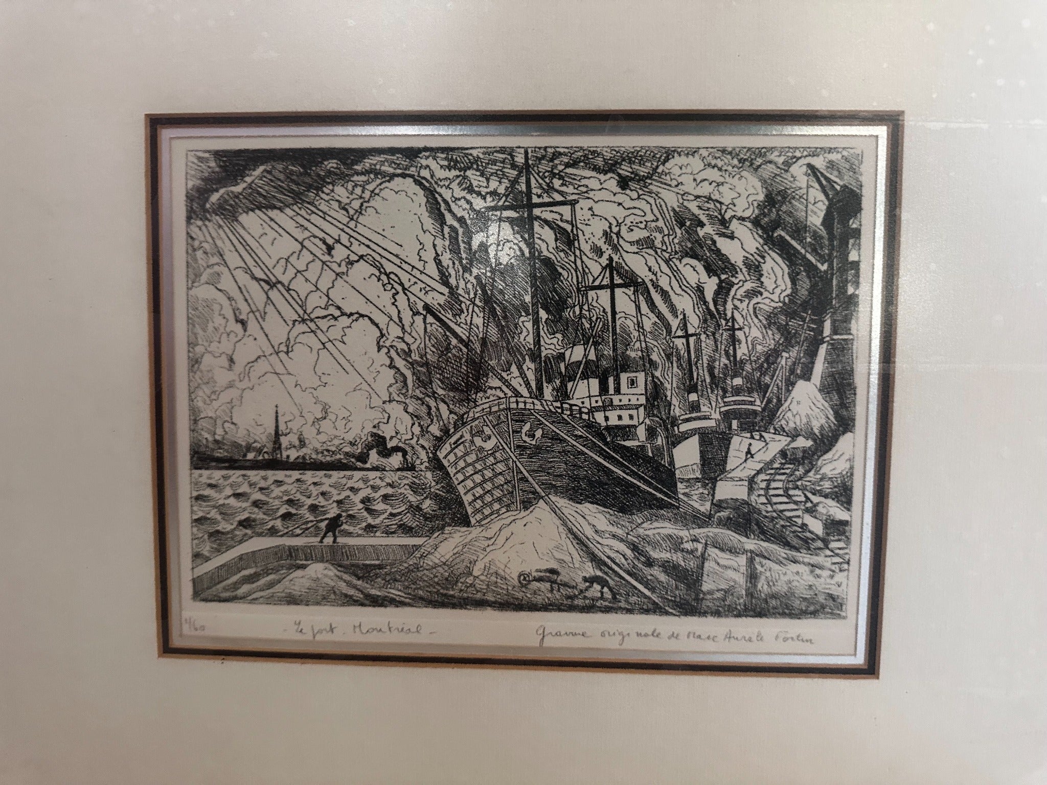Le Port Montreal by Marc-Aurèle Fortin framed fine art