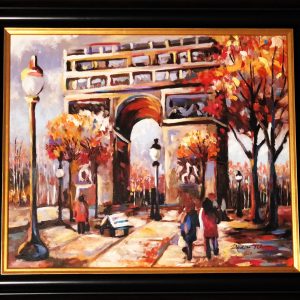 View of Arc de Triomphe Ver XXV, Oil on Canvas By Redina Tili 20 X 24