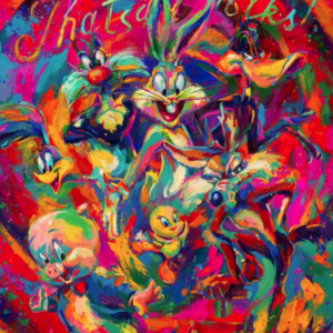 Looney Tunes Hand Signed Oil on Canvas 48x60 by Artist Blend Cota