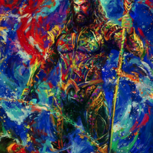 Aquaman Hand Signed Oil on Canvas 48x60 by Artist Blend Cota