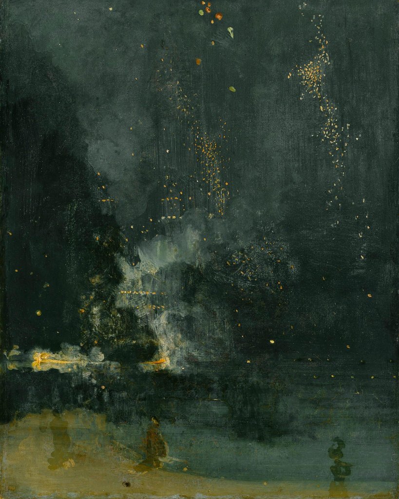 JAMES ABBOTT MCNEILL WHISTLER – NOCTURNE IN BLACK AND GOLD – THE FALLING ROCKET 1875 OIL ON CANVAS