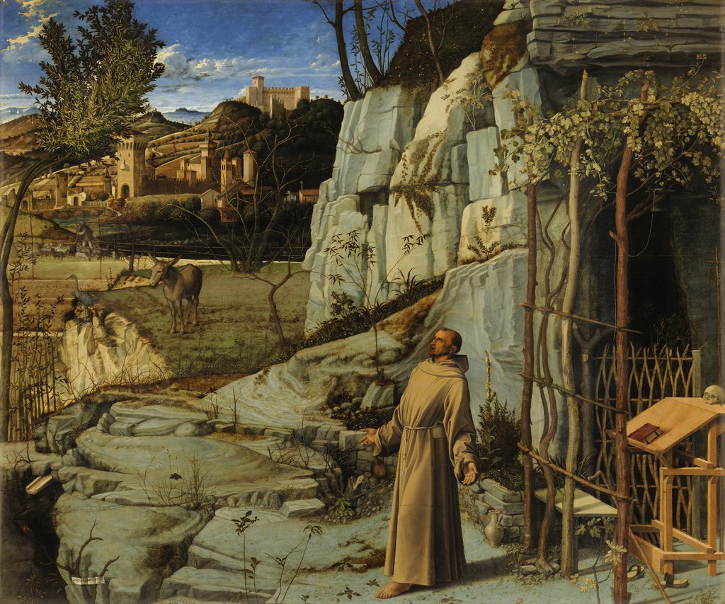 GIOVANNI BELLINI – ST. FRANCIS IN THE DESERT 1475-1480 OIL ON CANVAS