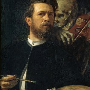 Arnold Boecklin - Self-Portrait with Death Playing with Fiddle - 1872 Oil on Canvas <span>DEC 22 RELEASE DATE</span>