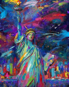 
Vive La Liberté - Statue of Liberty - Original Oil on canvas by Blend Cota